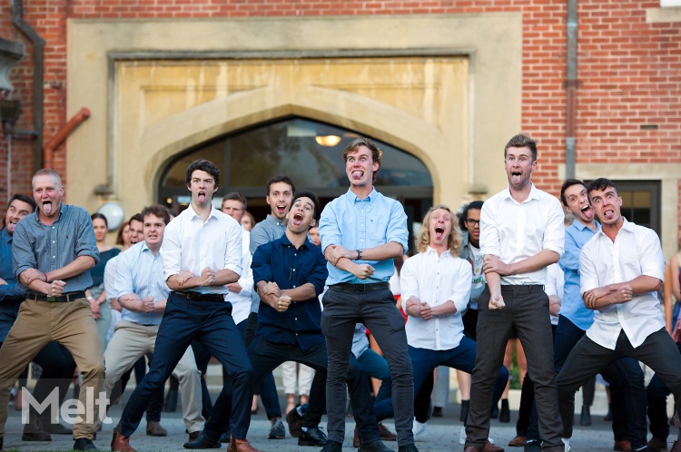 Students welcome guest with a haka performance