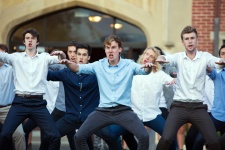 Students welcome guest with a haka performance